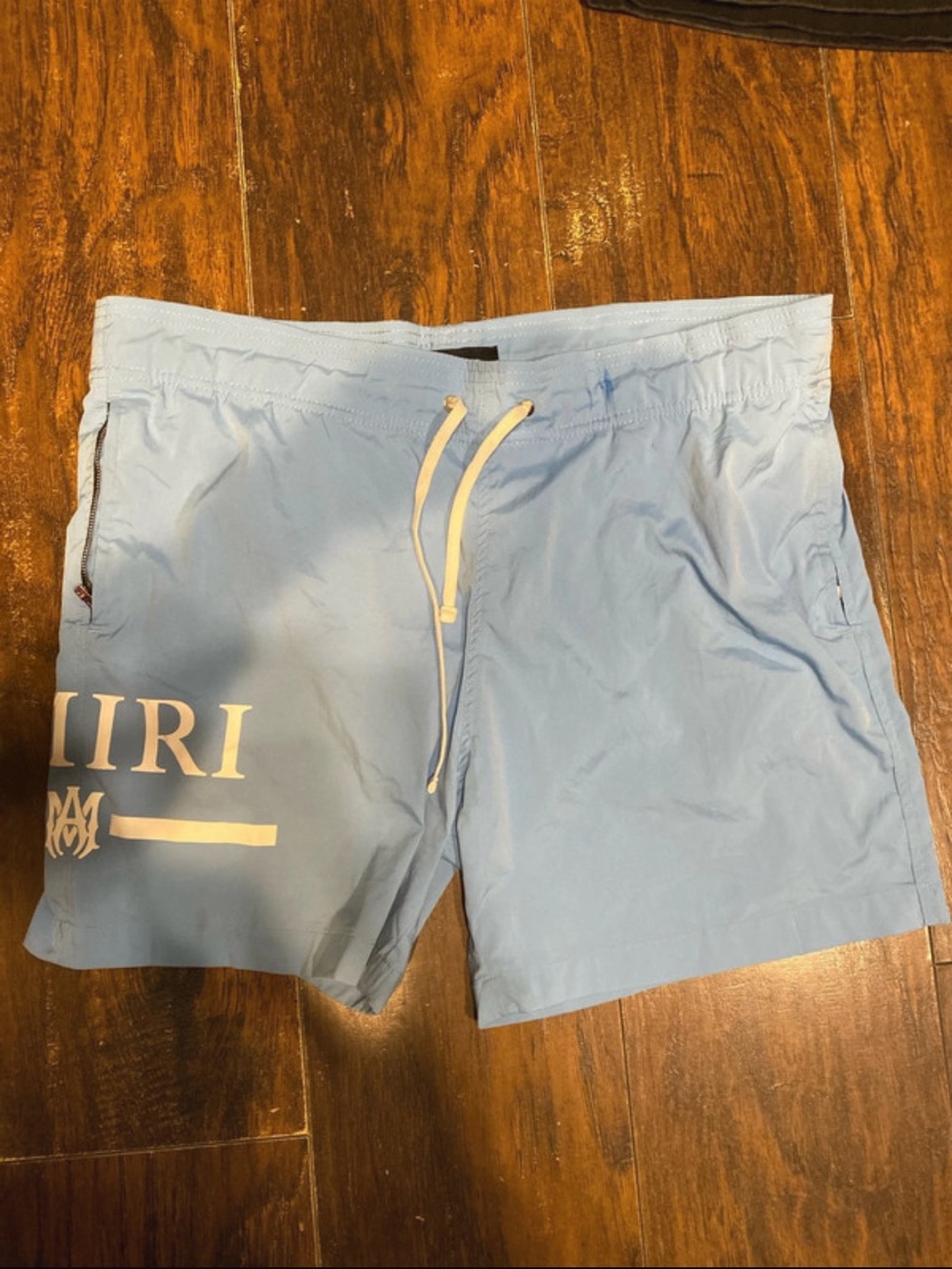 AMIRI Light Blue Logo Swim Board Shorts